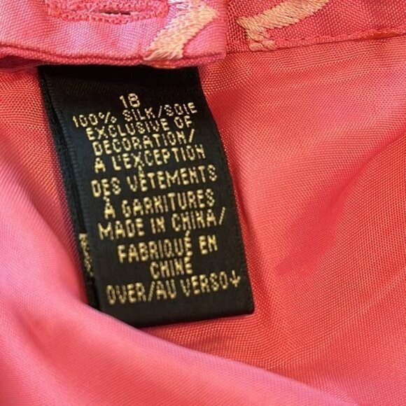 Dana Buchman Womens Pink Floral Embroidered Silk Skirt Size 18 - Picture 4 of 6